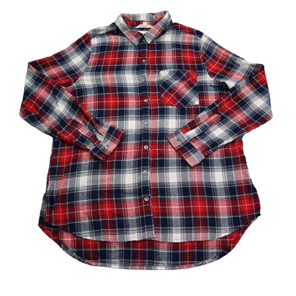 Vanilla Star Shirt Womens XL Red Plaid Button Up Long Sleeve Collared Top